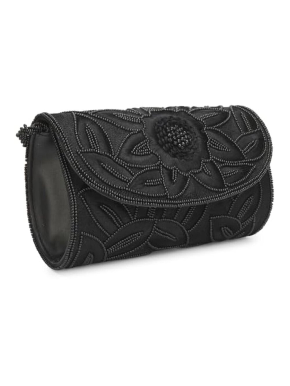 Beaded Floral Box Clutch with Shoulder Strap Evening Bag Handicrafted